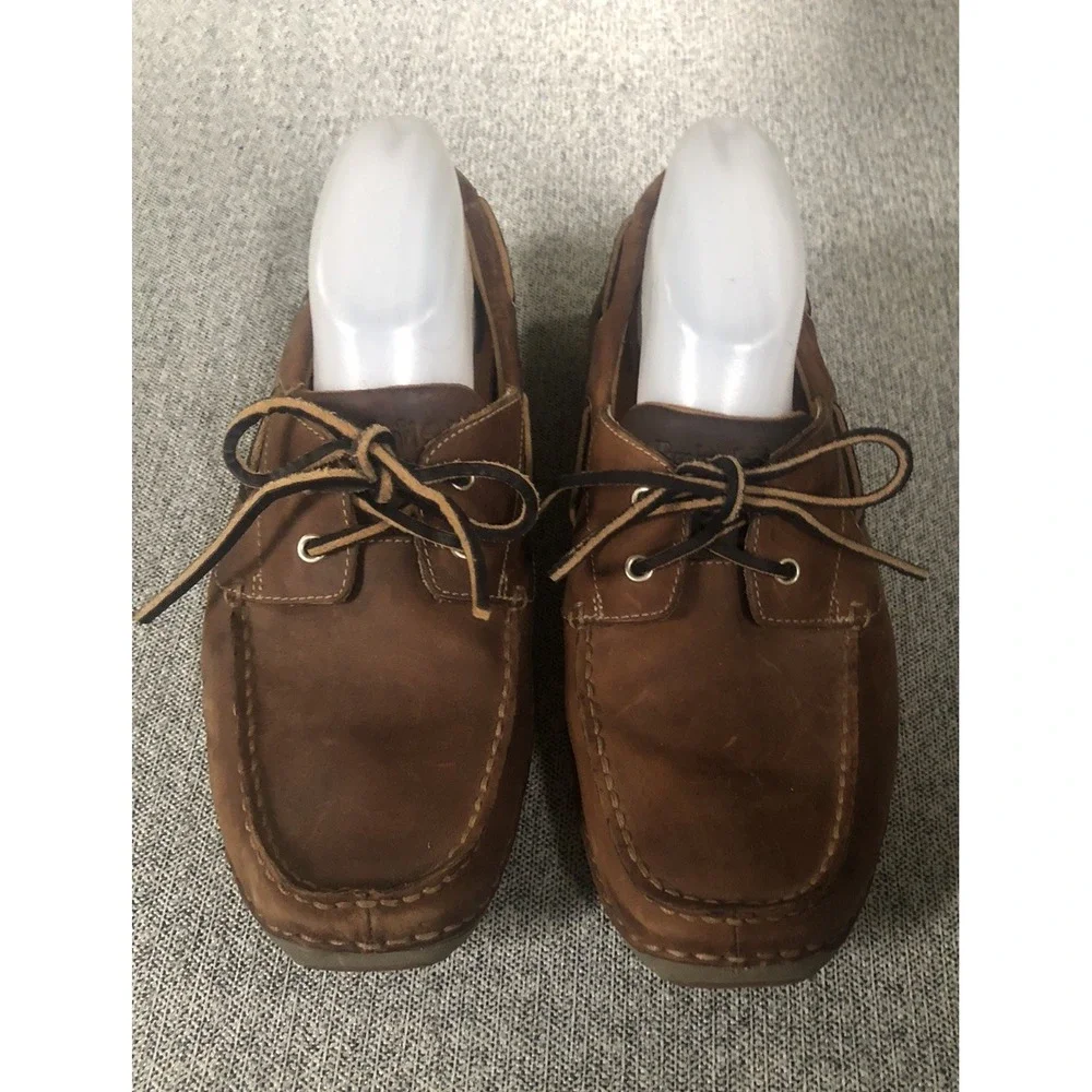 Timberland Classic Leather Boat Shoes Brown 2-Eye Deck Loafers 74017 Men's 8.5 M